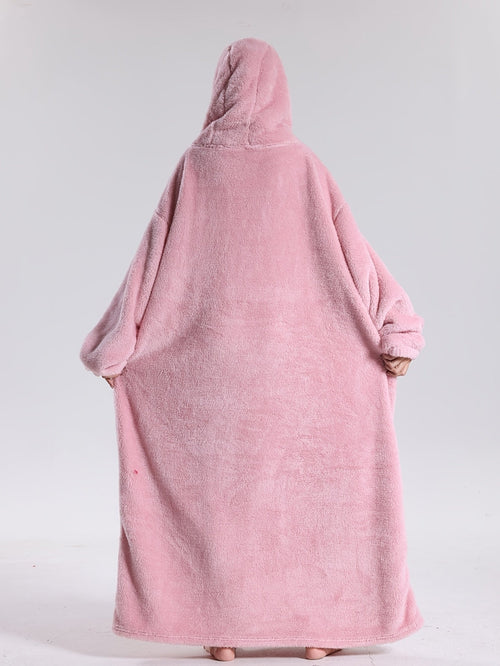 Kuschelkokon Hoodie-Decke in Puder (Rosa) – Rückansicht