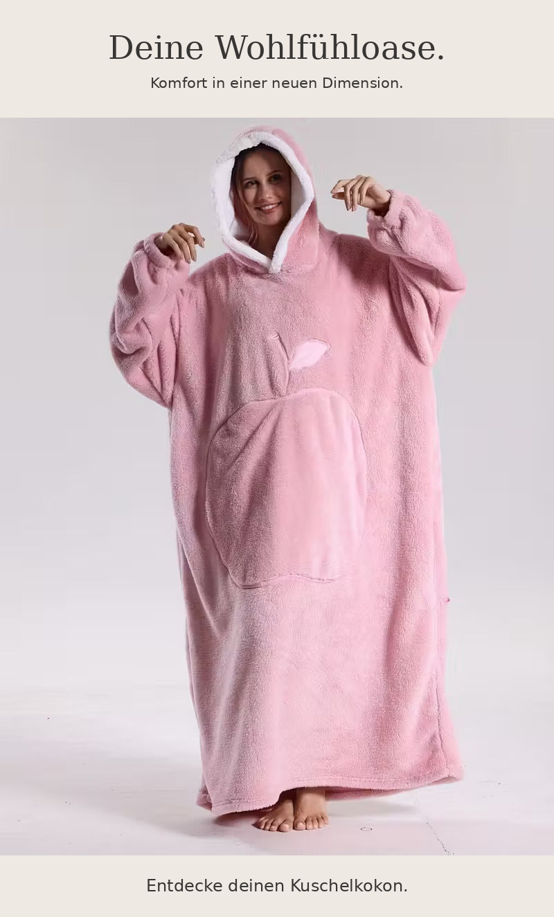 Kuschelkokon Hoodie-Decke in Puder (Rosa) – Vorderansicht